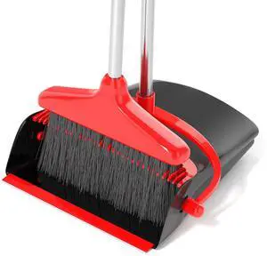 Broom and Dustpan Set (54") Long Handle Home Cleans Collapsible Broom with Dustpan Combo for Sweeping Dorm Classroom Lobby Kitchen Office (Black and Red) Broom and Dustpan Set (54") Long Handle Home Cleans Collapsible Broom with Dustpan Combo for Sweeping Dorm Classroom Lobby Kitchen Office (Black and Red)