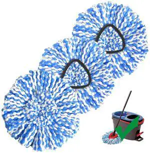 Spin Mop Replacement Head Compatible with RinseClean 2-Tank System, 3 Pack Machine Washable Mop Refills, Removes Dust, Hair & Kitchen Dirt Spin Mop Replacement Head Compatible with RinseClean 2-Tank System, 3 Pack Machine Washable Mop Refills, Removes Dust, Hair & Kitchen Dirt