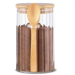 24 FL OZ Airtight Glass Jar with Bamboo Spoons Lids Overnight Oats Container Decorative Coffee Bar Food Storage Jar Cereal Nuts Salts Coffee Tea Flour Sugar Container Spice Jar 24 FL OZ Airtight Glass Jar with Bamboo Spoons Lids Overnight Oats Container Decorative Coffee Bar Food Storage Jar Cereal Nuts Salts Coffee Tea Flour Sugar Container Spice Jar
