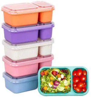 2-Compartment Reusable Snack Containers with Lids Wheat Straw Reusable Snack Packs for Meal Prep Food Storage on-the-go Snacking(6Pack) 2-Compartment Reusable Snack Containers with Lids Wheat Straw Reusable Snack Packs for Meal Prep Food Storage on-the-go Snacking(6Pack)