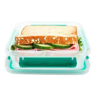 Sandwich Container: 1 Pack Reusable, BPA Free Plastic Food Storage with Snap-Off, Vegetable Container, Sandwich Container With Leak-Proof Lid: *Colors Vary Sandwich Container: 1 Pack Reusable, BPA Free Plastic Food Storage with Snap-Off, Vegetable Container, Sandwich Container With Leak-Proof Lid: *Colors Vary