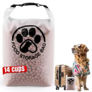 Pet Food Storage Bag for Travel - Transparent Leak-Proof Dog Food Container with Roll-Top Closure, Keeps Kibble Fresh for Camping Trip, Dog Boarding, Weekend Getaways (14 Cups) Pet Food Storage Bag for Travel - Transparent Leak-Proof Dog Food Container with Roll-Top Closure, Keeps Kibble Fresh for Camping Trip, Dog Boarding, Weekend Getaways (14 Cups)
