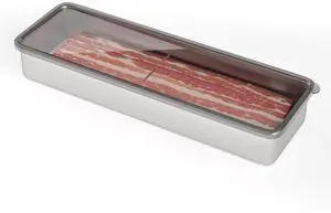 Bacon Container for Refrigerator, 1 Pack 304 Stainless Steel Airtight Deli Meat Storage Container for Fridge Dishwasher Safe Long Kitchen Food Storage Containers with Lids with Elevated Base Bacon Container for Refrigerator, 1 Pack 304 Stainless Steel Airtight Deli Meat Storage Container for Fridge Dishwasher Safe Long Kitchen Food Storage Containers with Lids with Elevated Base