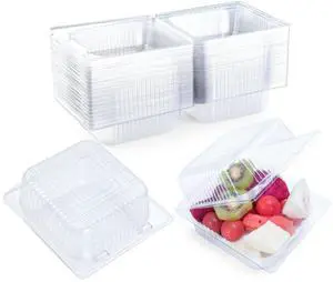 50 Count Clear Plastic Containers with Lids for Food, Thickened Disposable Sandwich Containers Clamshell Boxes for Cake Slice, Dessert, Hamburger, Salad, Pastry, Fruits, Takeout Tray 50 Count Clear Plastic Containers with Lids for Food, Thickened Disposable Sandwich Containers Clamshell Boxes for Cake Slice, Dessert, Hamburger, Salad, Pastry, Fruits, Takeout Tray