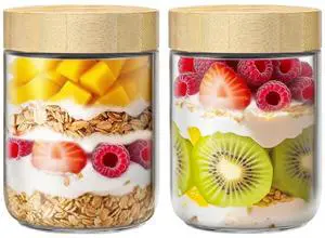 2 Pack 16oz Glass Jars with Bamboo Lids, Overnight Oats Containers with Airtight Lids, Storage Containers Wide Mouth Mason jars for Salad,Yogurt, Sugar, Snacks, Spices 2 Pack 16oz Glass Jars with Bamboo Lids, Overnight Oats Containers with Airtight Lids, Storage Containers Wide Mouth Mason jars for Salad,Yogurt, Sugar, Snacks, Spices