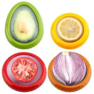 Avocado Saver and Tomato Holder - Set of 4 Reusable Storage Containers for Fridge - Ideal for Garlic, Onions, Lemons, and Potatoes Avocado Saver and Tomato Holder - Set of 4 Reusable Storage Containers for Fridge - Ideal for Garlic, Onions, Lemons, and Potatoes