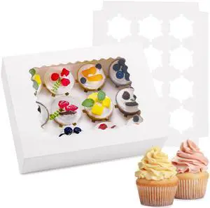 6PCS Cupcake Boxes - Hold 12 Count Cupcake Containers with Window, Food Grade Cupcake Holder Easy Transport and Presentation - Ideal for Cupcakes, Desserts, and More 6PCS Cupcake Boxes - Hold 12 Count Cupcake Containers with Window, Food Grade Cupcake Holder Easy Transport and Presentation - Ideal for Cupcakes, Desserts, and More