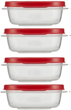 Rubber maid Food Storage Containers, 1.25 Cup Food Storage Containers, 9 Peice Set, Easy Find Lids, 4 Containers, 4 Lids Rubber maid Food Storage Containers, 1.25 Cup Food Storage Containers, 9 Peice Set, Easy Find Lids, 4 Containers, 4 Lids