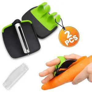 2Pcs Finger Grip Vegetable Peelers for Kitchen - Silicone Palm Peeler with Sharp Double-Sided Blade, Non-Slip Handle, Dishwasher Safe - Versatile for Fruits, Veggies, Potato & Carrot Peeler Tool 2Pcs Finger Grip Vegetable Peelers for Kitchen - Silicone Palm Peeler with Sharp Double-Sided Blade, Non-Slip Handle, Dishwasher Safe - Versatile for Fruits, Veggies, Potato & Carrot Peeler Tool