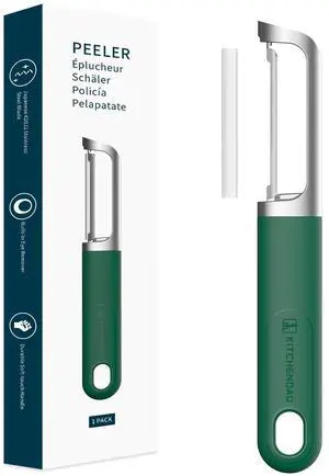 Swivel Vegetable Potato Peeler for Kitchen, Japanese Stainless Steel Sharp Blade, Heavy Duty Die-cast Construction, Built-in Eye Remover, Soft-touch Handle, Dishwasher Safe, Green Swivel Vegetable Potato Peeler for Kitchen, Japanese Stainless Steel Sharp Blade, Heavy Duty Die-cast Construction, Built-in Eye Remover, Soft-touch Handle, Dishwasher Safe, Green