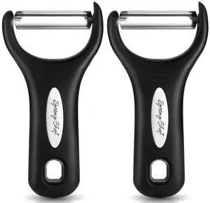 Stainless Steel Vegetable Y Peeler for Kitchen, Dishwasher Safe Potato Peelers with Ultra Sharp Blades & Soft Grip Handle, Perfect for Apple, Carrot, Cucumber, Veggie - Set of 2 - Black Stainless Steel Vegetable Y Peeler for Kitchen, Dishwasher Safe Potato Peelers with Ultra Sharp Blades & Soft Grip Handle, Perfect for Apple, Carrot, Cucumber, Veggie - Set of 2 - Black