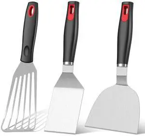 Spatula Set Stainless Steel Kitchen Metal Spatula for Cast Iron Skillet with Silicone Handle, Fish Spatula Turner Flipper for Pancake Burger Egg Cooking Spatulas BBQ Grill Griddle Spatula Set Stainless Steel Kitchen Metal Spatula for Cast Iron Skillet with Silicone Handle, Fish Spatula Turner Flipper for Pancake Burger Egg Cooking Spatulas BBQ Grill Griddle