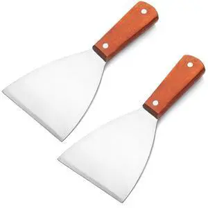 2PCS Stainless Steel Slant Grill Griddle Spatula Scraper Diner Flat Straight Blade 2PCS Stainless Steel Slant Grill Griddle Spatula Scraper Diner Flat Straight Blade
