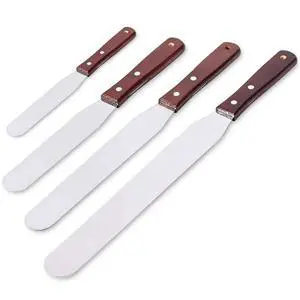 4PCS Straight Cake Icing Spatula Set 4 6 8 10 Professional Stainless Steel Cake Decorating Frosting Spatulas with Wooden Handle (Straight) 4PCS Straight Cake Icing Spatula Set 4 6 8 10 Professional Stainless Steel Cake Decorating Frosting Spatulas with Wooden Handle (Straight)