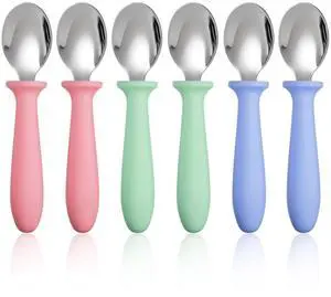 6-Pack Toddler Spoons, Stainless Steel with Plastic Handle 6-Pack Toddler Spoons, Stainless Steel with Plastic Handle