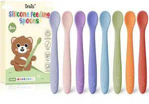 8-Piece Silicone Baby Spoons - Infant Spoons First Stage Self Feeding Baby Led Weaning Supplies Toddler Training Utensils Soft Chewable-Tip Bendable BPA-Free Dishwasher Safe Boil-proof 8-Piece Silicone Baby Spoons - Infant Spoons First Stage Self Feeding Baby Led Weaning Supplies Toddler Training Utensils Soft Chewable-Tip Bendable BPA-Free Dishwasher Safe Boil-proof