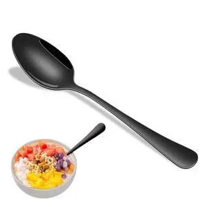 Black Soup Sooon,8 PCs 7.3 Inch Dinner Spoons,PVD Black Stainless Steel Table Spoons,Dishwasher Safe Metal Tablespoon for Home,Party or Restaurant Black Soup Sooon,8 PCs 7.3 Inch Dinner Spoons,PVD Black Stainless Steel Table Spoons,Dishwasher Safe Metal Tablespoon for Home,Party or Restaurant