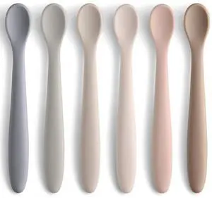 Silicone Baby Feeding Spoons, First Stage Baby Infant Spoons, Soft-Tip Easy on Gums I Training Spoon Self Feeding, Dishwasher & Boil-proof, 6 Pack Silicone Baby Feeding Spoons, First Stage Baby Infant Spoons, Soft-Tip Easy on Gums I Training Spoon Self Feeding, Dishwasher & Boil-proof, 6 Pack