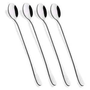 9-Inch Long Handle Iced Tea Spoon, Coffee Spoon, Ice Cream Spoons, Stainless Steel Cocktail Stirring Spoons, Set of 4 9-Inch Long Handle Iced Tea Spoon, Coffee Spoon, Ice Cream Spoons, Stainless Steel Cocktail Stirring Spoons, Set of 4