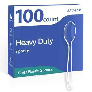 100 Count Plastic Spoons,Heavy Plastic Silverware,Premium Disposable Spoons, BPA-Free, Heat Resistant, Suitable for Parties, Events and Everyday Use 100 Count Plastic Spoons,Heavy Plastic Silverware,Premium Disposable Spoons, BPA-Free, Heat Resistant, Suitable for Parties, Events and Everyday Use