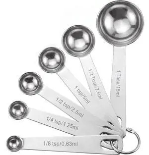 Measuring Spoons, Premium Heavy Duty Stainless Steel Measuring Spoons Cups Set, Small Tablespoon with Metric and US Measurements, Set of 6 for Measuring Dry and Liquid Ingredients Measuring Spoons, Premium Heavy Duty Stainless Steel Measuring Spoons Cups Set, Small Tablespoon with Metric and US Measurements, Set of 6 for Measuring Dry and Liquid Ingredients