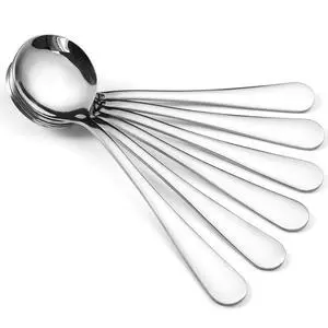 12-Piece Soup Spoons, Round Stainless Steel Bouillon Spoons 12-Piece Soup Spoons, Round Stainless Steel Bouillon Spoons