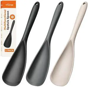 3 PACK Silicone Cooking Spatula & Spoon for Nonstick Cookware, Multifunction Spoonula for Baking, Cooking, Serving, Mixing, Stirring, Scoop, Scrape - One-Piece Formed, Sturdy BPA-Free, Dishwasher Safe 3 PACK Silicone Cooking Spatula & Spoon for Nonstick Cookware, Multifunction Spoonula for Baking, Cooking, Serving, Mixing, Stirring, Scoop, Scrape - One-Piece Formed, Sturdy BPA-Free, Dishwasher Safe