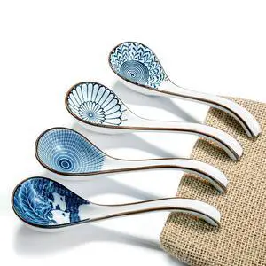 Asian Ceramic Soup Spoon, with Long Handle Easy to Hold, Non-slip Bottom, for Japanese Ramen, Chinese and Vietnamese Wonton, Noodle Soup Spoons (V86) Asian Ceramic Soup Spoon, with Long Handle Easy to Hold, Non-slip Bottom, for Japanese Ramen, Chinese and Vietnamese Wonton, Noodle Soup Spoons (V86)