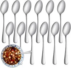 12 Pcs Teaspoons Set, Food-Grade Stainless Steel Spoons Silverware, Cutlery Tea Spoons, Durable Dessert Spoons, Metal Spoon for Home, Kitchen or Restaurant, Mirror Polished, Dishwasher Safe 6.7 Inch 12 Pcs Teaspoons Set, Food-Grade Stainless Steel Spoons Silverware, Cutlery Tea Spoons, Durable Dessert Spoons, Metal Spoon for Home, Kitchen or Restaurant, Mirror Polished, Dishwasher Safe 6.7 Inch