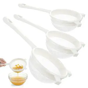 3PCS Plastic Nylon Strainer Set, 3 Sizes Ultra Fine Mesh Strainer for Juicing Kefir Grains Yogurt and More, Food-Grade Nylon Mesh Colander with Handle for DIY Crafts Baking Stuff 3PCS Plastic Nylon Strainer Set, 3 Sizes Ultra Fine Mesh Strainer for Juicing Kefir Grains Yogurt and More, Food-Grade Nylon Mesh Colander with Handle for DIY Crafts Baking Stuff
