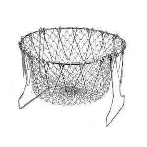 304 Stainless Steel Foldable Steam Rinse Strain Fry Basket Strainer Net Kitchen Cooking Tool for Fried Food or Fruits 304 Stainless Steel Foldable Steam Rinse Strain Fry Basket Strainer Net Kitchen Cooking Tool for Fried Food or Fruits