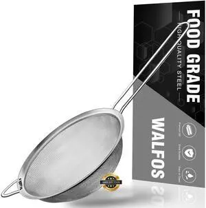 4.6 Inch Fine Mesh Strainer, Premium Stainless Steel Colanders and Sifters, with Reinforced Frame and Sturdy Handle, Perfect for Sift, Strain, Drain and Rinse Vegetables, Pastas and Tea 4.6 Inch Fine Mesh Strainer, Premium Stainless Steel Colanders and Sifters, with Reinforced Frame and Sturdy Handle, Perfect for Sift, Strain, Drain and Rinse Vegetables, Pastas and Tea