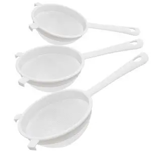 3 Pcs Plastic Nylon Fine Mesh Kefir Strainer Set with Handle, Sieve Fine Mesh Colander Flour Sifter for Yogurt Baking Kitchen Kefir Tea Juice Pasta 3 Pcs Plastic Nylon Fine Mesh Kefir Strainer Set with Handle, Sieve Fine Mesh Colander Flour Sifter for Yogurt Baking Kitchen Kefir Tea Juice Pasta