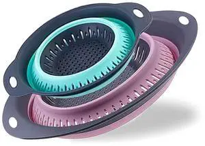 Collapsible Colander Set, Square Round Triangles Silicone Kitchen Strainer Perfect for Draining Pasta Vegetable fruit 2 PCS (Green & Red, 12"L x 9.5"W x 2.3"H) Collapsible Colander Set, Square Round Triangles Silicone Kitchen Strainer Perfect for Draining Pasta Vegetable fruit 2 PCS (Green & Red, 12"L x 9.5"W x 2.3"H)