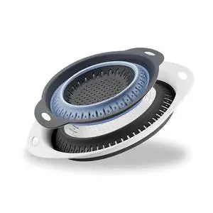 Collapsible Colander Set, Square Round Triangles Silicone Kitchen Strainer Perfect for Draining Pasta Vegetable fruit 2 PCS (Gray&Blue, 12"L x 9.5"W x 2.3"H) Collapsible Colander Set, Square Round Triangles Silicone Kitchen Strainer Perfect for Draining Pasta Vegetable fruit 2 PCS (Gray&Blue, 12"L x 9.5"W x 2.3"H)