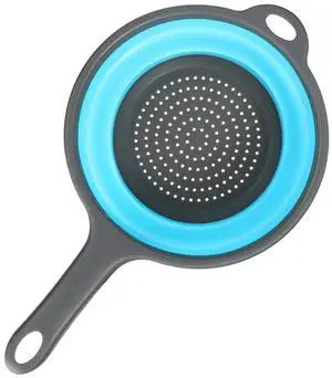 Kitchen Foldable Silicone Strainer Colanders, Collapsible Colanders with Handles, Space-Saver Folding Strainer Colander for Draining Pasta, Vegetable (Blue) Kitchen Foldable Silicone Strainer Colanders, Collapsible Colanders with Handles, Space-Saver Folding Strainer Colander for Draining Pasta, Vegetable (Blue)