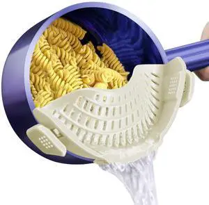 Clip On Strainer Silicone for All Pots and Pans, Pasta Strainer Clip on Food Strainer for Meat Vegetables Fruit Silicone Kitchen Colander (White) Clip On Strainer Silicone for All Pots and Pans, Pasta Strainer Clip on Food Strainer for Meat Vegetables Fruit Silicone Kitchen Colander (White)