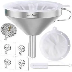 Premium Stainless Steel Funnel, 5 Inch Food Grade Kitchen Funnels with 200 Mesh Food Filter Strainer for Filling Bottles, Oils, Juice, Wine, Coffee, Milk Premium Stainless Steel Funnel, 5 Inch Food Grade Kitchen Funnels with 200 Mesh Food Filter Strainer for Filling Bottles, Oils, Juice, Wine, Coffee, Milk