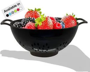 6-inch Small Colander, BPA-Free, Dishwasher Safe, Double Handles, Compact Food Strainer for Berries, Veggies and Pasta, 3-Cup Capacity, Glossy Black 6-inch Small Colander, BPA-Free, Dishwasher Safe, Double Handles, Compact Food Strainer for Berries, Veggies and Pasta, 3-Cup Capacity, Glossy Black