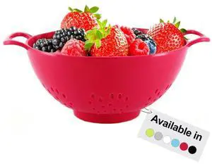 6-inch Small Colander, BPA-Free, Dishwasher Safe, Double Handles, Compact Food Strainer for Berries, Veggies and Pasta, 3-Cup Capacity, Cardinal Red 6-inch Small Colander, BPA-Free, Dishwasher Safe, Double Handles, Compact Food Strainer for Berries, Veggies and Pasta, 3-Cup Capacity, Cardinal Red