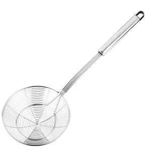Solid Stainless Steel Spider Strainer Skimmer Ladle for Cooking and Frying, Kitchen Utensils Wire Strainer Pasta Spoon, 5.4 Inch Solid Stainless Steel Spider Strainer Skimmer Ladle for Cooking and Frying, Kitchen Utensils Wire Strainer Pasta Spoon, 5.4 Inch