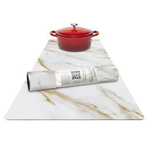 Thermo Heat Resistant Table Runner and Trivet for Hot Dishes - Waterproof Hot Plates to Protect Table and Countertop - Kitchen & Dining 350F Heat Protector 40" - White Golden Marble Thermo Heat Resistant Table Runner and Trivet for Hot Dishes - Waterproof Hot Plates to Protect Table and Countertop - Kitchen & Dining 350F Heat Protector 40" - White Golden Marble