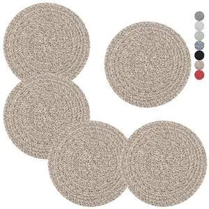 Trivets for Hot Dishes, Pots and Pans, 8 Inches Hot Pads 5 Pcs, Pot Holders for Kitchen, Heat Resistant Mat Protect Counter, Coasters Set Home Essentials Farmhouse Decor (Brown) Trivets for Hot Dishes, Pots and Pans, 8 Inches Hot Pads 5 Pcs, Pot Holders for Kitchen, Heat Resistant Mat Protect Counter, Coasters Set Home Essentials Farmhouse Decor (Brown)