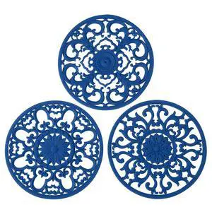 Extra Thick Silicone Trivet Mat for Hot Dishes, Hot Pots and Pans, Pot Holder, Hot Pad to Protect Your Table and Countertop, Kitchen Decor and Accessories,Navy Blue, Set of 3 Extra Thick Silicone Trivet Mat for Hot Dishes, Hot Pots and Pans, Pot Holder, Hot Pad to Protect Your Table and Countertop, Kitchen Decor and Accessories,Navy Blue, Set of 3