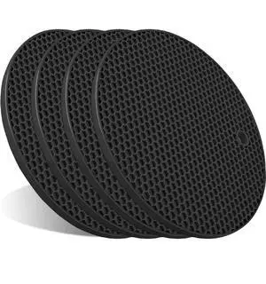 4 Pcs Trivets for Hot Dishes, Hot Pads for Kitchen, Silicone Pot Holders, Extra Thick, Non Slip, Multipurpose Kitchen Accessories (Black) 4 Pcs Trivets for Hot Dishes, Hot Pads for Kitchen, Silicone Pot Holders, Extra Thick, Non Slip, Multipurpose Kitchen Accessories (Black)