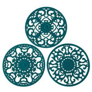 Extra Thick Silicone Trivet Mat for Hot Dishes, Hot Pots and Pans, Pot Holder, Hot Pad to Protect Your Table and Countertop, Kitchen Decor and Accessories,Teal, Set of 3 Extra Thick Silicone Trivet Mat for Hot Dishes, Hot Pots and Pans, Pot Holder, Hot Pad to Protect Your Table and Countertop, Kitchen Decor and Accessories,Teal, Set of 3