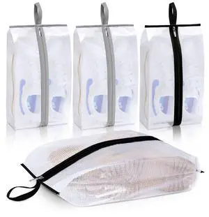 Waterproof Shoe Bags for Travel 4 Pack XX-Large Shoe Storage Bag Clear Sneaker Pouch Portable Boots Organizer with Sturdy Zipper for Men & Women Waterproof Shoe Bags for Travel 4 Pack XX-Large Shoe Storage Bag Clear Sneaker Pouch Portable Boots Organizer with Sturdy Zipper for Men & Women