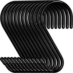12 Pack 4-1/2 Inch S Hooks, Large Vinyl Coated Closet Hooks Non Slip Heavy Duty for Hanging, Steel Metal Black Rubber Coated for Jeans Plants Clothes Pot Pan Cups Towel 12 Pack 4-1/2 Inch S Hooks, Large Vinyl Coated Closet Hooks Non Slip Heavy Duty for Hanging, Steel Metal Black Rubber Coated for Jeans Plants Clothes Pot Pan Cups Towel