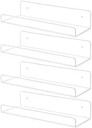 4 Pack Acrylic Shelves for Wall 10in Floating Shelf Wall Mounted Set for Room, Bedroom, Bathroom, Kitchen, Living Room, Office Book Shelf Storage Decor 4 Pack Acrylic Shelves for Wall 10in Floating Shelf Wall Mounted Set for Room, Bedroom, Bathroom, Kitchen, Living Room, Office Book Shelf Storage Decor