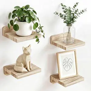 Floating Shelves for Wall, Rustic Wood Small Wall Mounted Shelves for Bedroom, Living Room, Kitchen, Bathroom Decor, Set of 4, 5 x 5 Inches (Carbonized Black) Floating Shelves for Wall, Rustic Wood Small Wall Mounted Shelves for Bedroom, Living Room, Kitchen, Bathroom Decor, Set of 4, 5 x 5 Inches (Carbonized Black)